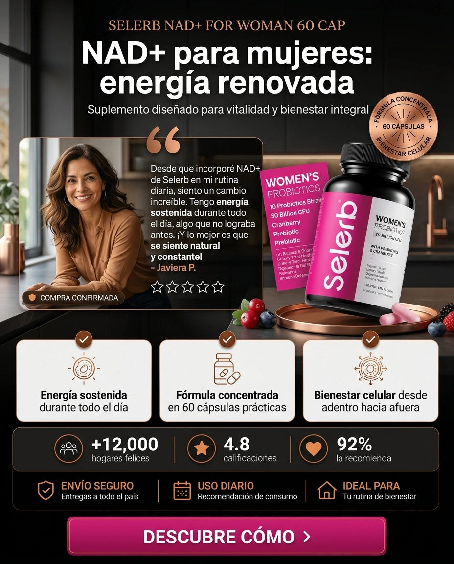 Suplemento NAD+ para Mujeres – Energía Celular, Piel Radiante y Renovación | 60 Cápsulas