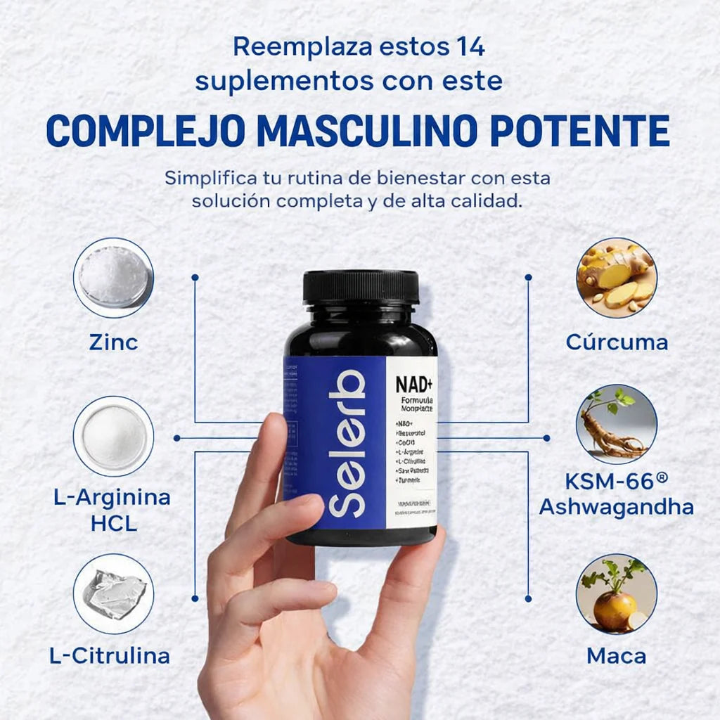Suplemento NAD+ para Hombres – Energía, Firmeza y Próstata | Selerb Men´s Complex 13 en 1
