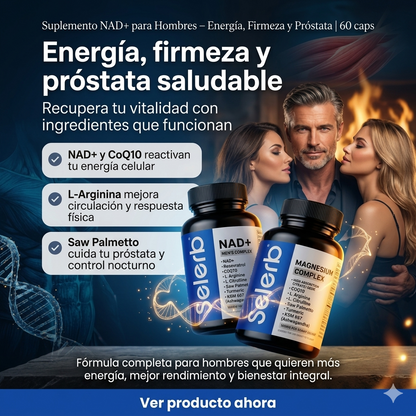 Suplemento NAD+ para Hombres – Energía, Firmeza y Próstata | Selerb Men´s Complex 13 en 1