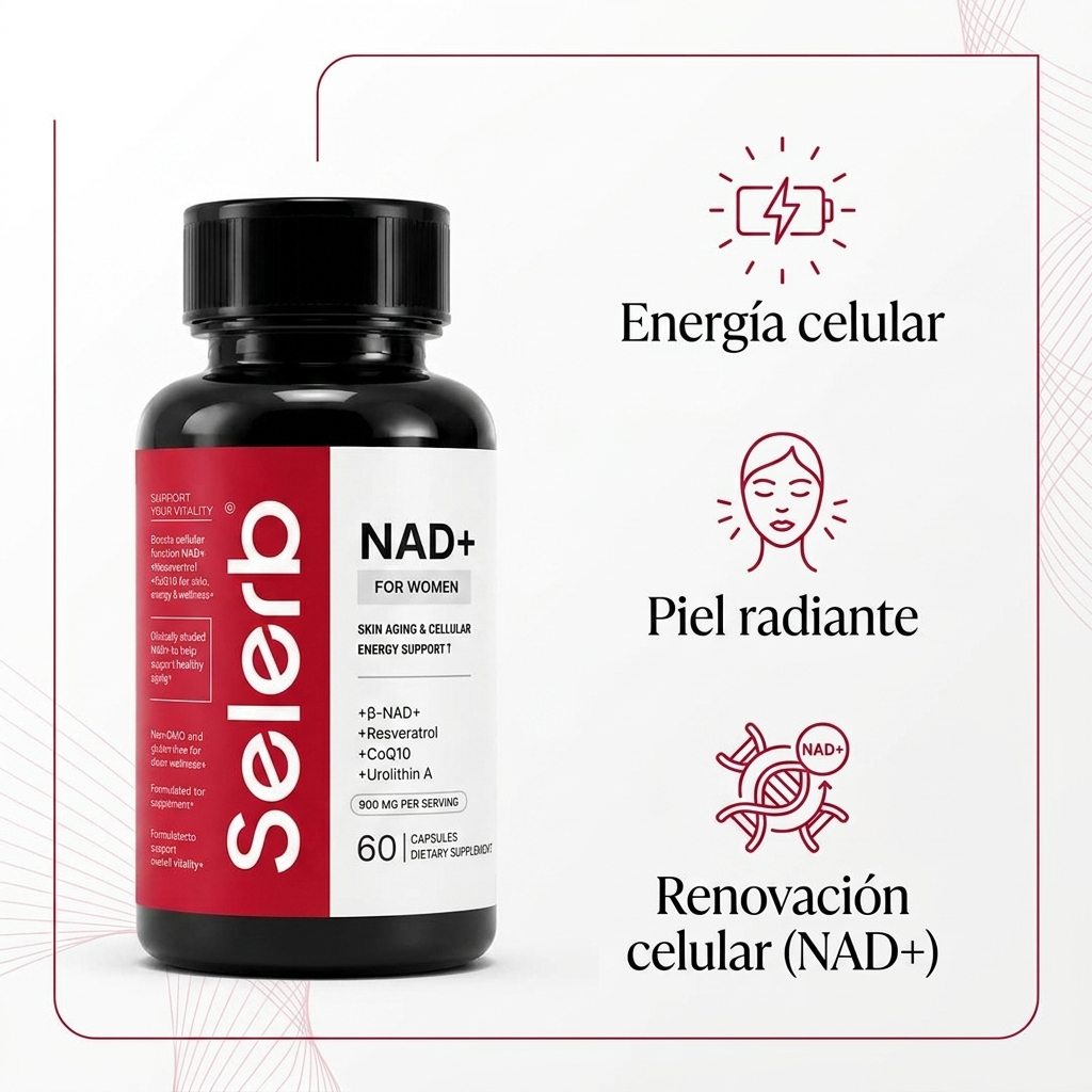 Suplemento NAD+ para Mujeres – Energía Celular, Piel Radiante y Renovación | 60 Cápsulas